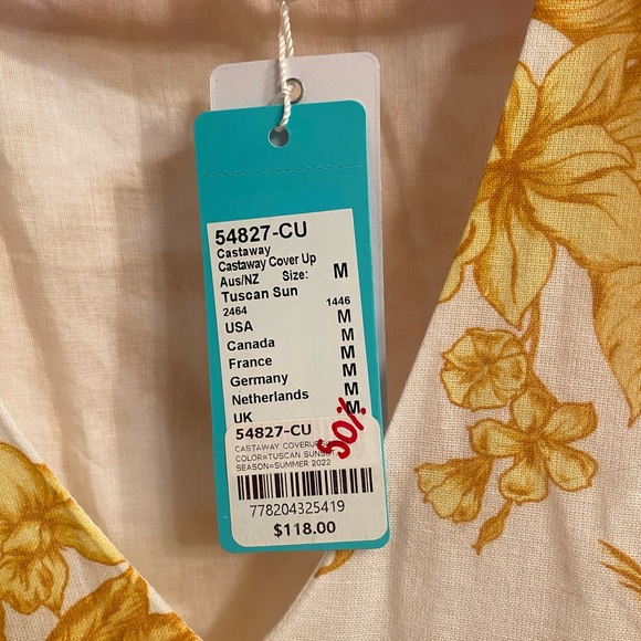 Seafolly Cast Away Tuscan Sun 100% Cotton Beach Cover Up Dress SzM - Picture 14 of 14